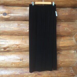 Vintage 90s NWT Y2K Black Velvet Hot Cotton Made in USA Boho Maxi Skirt Size L